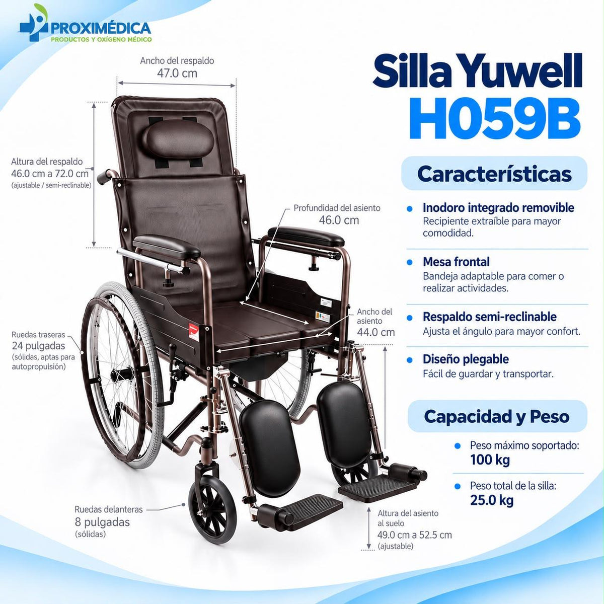 Silla Ruedas Reclinable Yuwell H059B