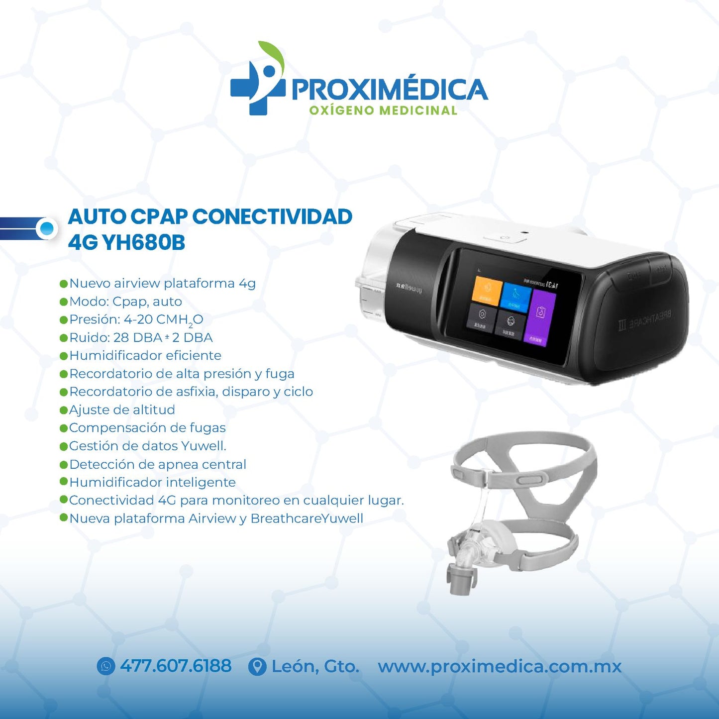 CPAP AUTO 4G Yuwell YH 680B c/Mascarilla Nasal