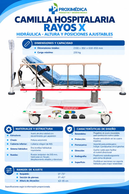 Camilla Hospitalaria PRO X-RAY Hidraulica